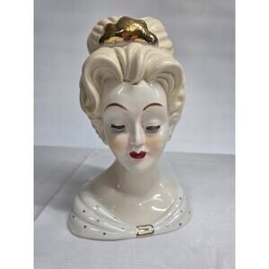 Vintage Large Lady Head Vase 9.5" Retro MCM Queen